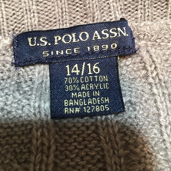 U.S Polo Assn  cable knit sweater cardigan 14/16 - Picture 3 of 7